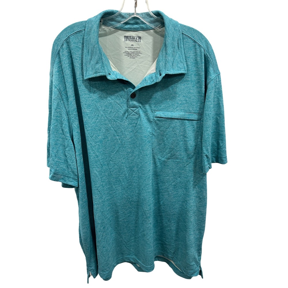 Duluth Trading Co. XL Mens Polo Shirt Top Short Sleeve Button Up Blue